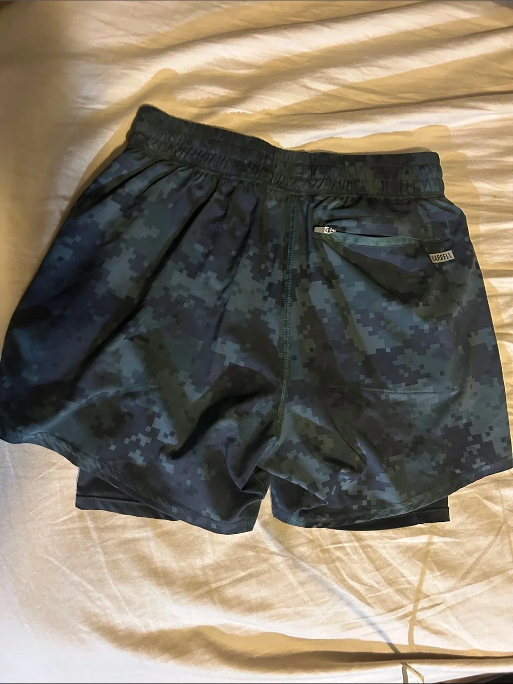 Men's Digital Camo Athletic Running Shorts — Dark Green